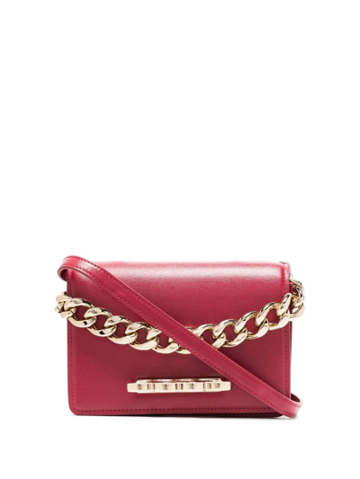 Alexander Mcqueen The Four Ring Leather Shoulder Bag In Red