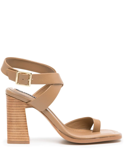 Senso 90mm Chrissy Leather Sandals In Braun