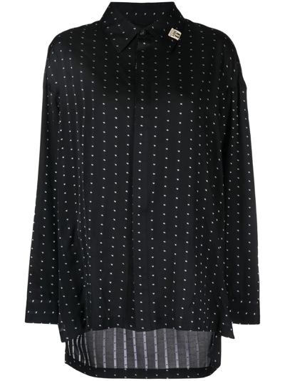 Miharayasuhiro Polka-dot Oversized Shirt In Black