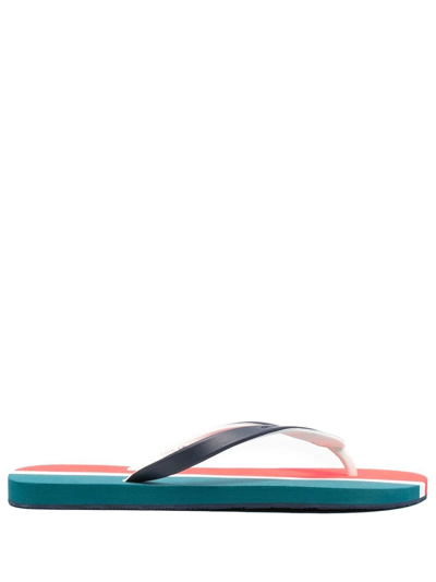 Orlebar Brown Haston Stripe Flip Flops In Blue