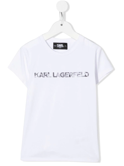 Karl Lagerfeld Kids' Short Sleeve T-shirt In White
