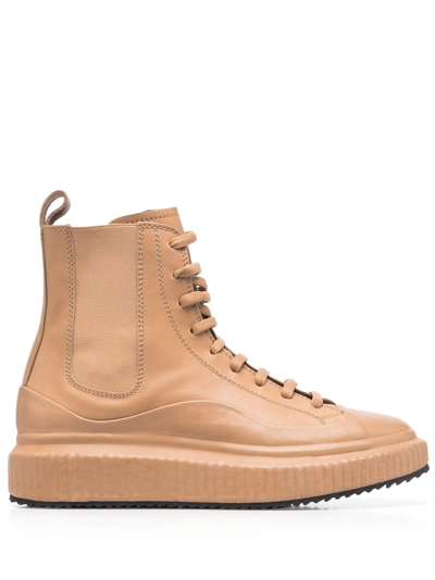 Officine Creative Side Zip-fastening High-top Sneakers In Nude