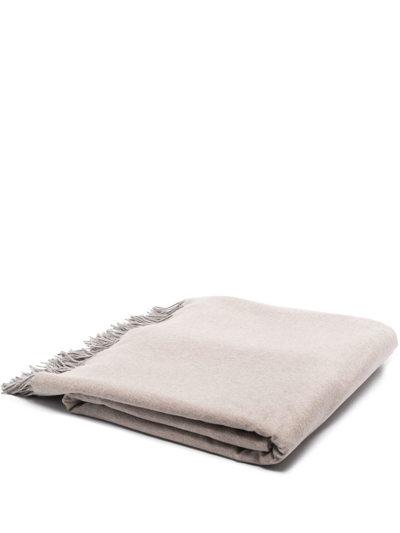 Brunello Cucinelli Frayed-edge Silk Blanket In Grau