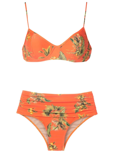 Lygia & Nanny Liliane Floral-print Bikini In Orange