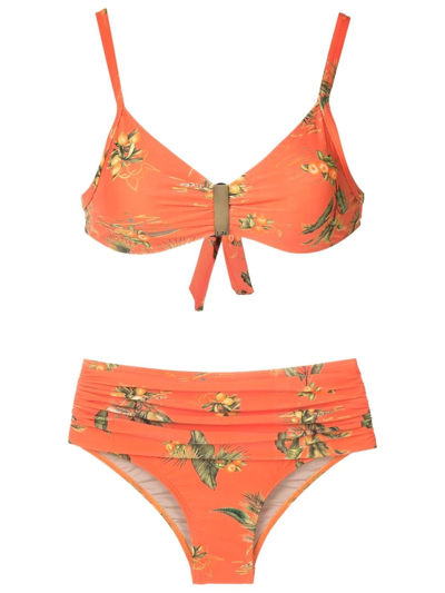 Lygia & Nanny Floral-print Bikini Bottoms In Orange