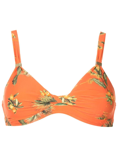 Lygia & Nanny Carla Floral-print Bikini Top In Orange