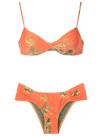 Lygia & Nanny Floral-print Two-piece Bikini In Orange