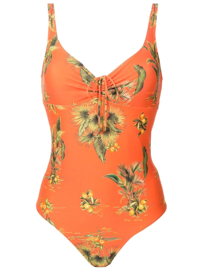 Lygia & Nanny Rosa Floral-print Swimsuit In Orange