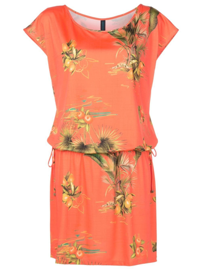 Lygia & Nanny Floral-print Cap-sleeves Dress In Orange