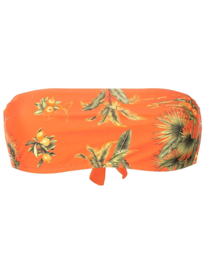 Lygia & Nanny Bajja Floral-print Bikini Top In Orange