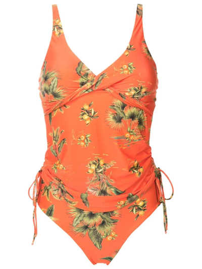 Lygia & Nanny Bruma Floral-print Swimsuit In Orange