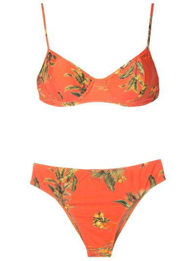 Lygia & Nanny Floral-print Two-piece Bikini In Orange