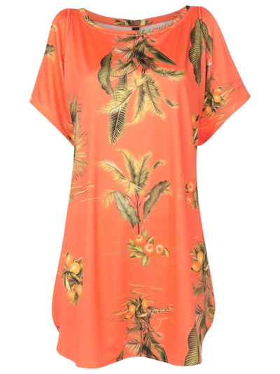 Lygia & Nanny Floral-print Cold-shoulder Dress In Orange