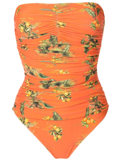 Lygia & Nanny Melissa Floral-print Swimsuit In Orange