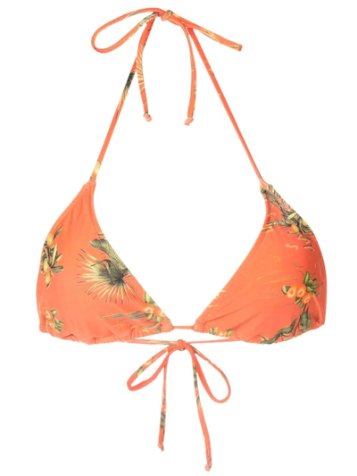 Lygia & Nanny Floral-print Bikini Top In Orange