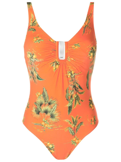 Lygia & Nanny Mirassol Floral-print Swimsuit In Orange