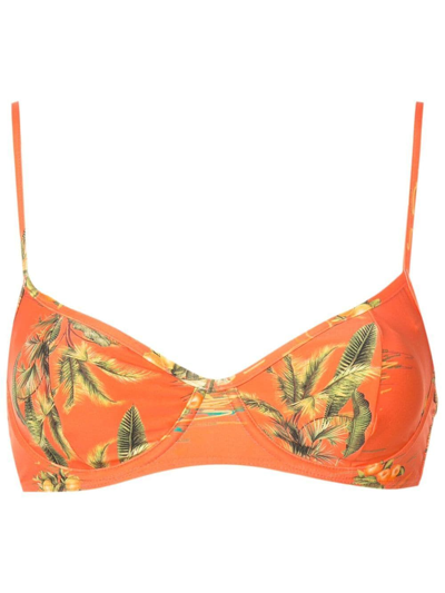 Lygia & Nanny Figi Floral-print Bikini Top In Orange