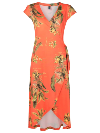 Lygia & Nanny Floral-print Wrap Dress In Orange