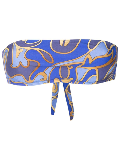 Lygia & Nanny Graphic-print Bandeau Bikini In Blue