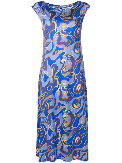 Lygia & Nanny Graphic-print Scoop-neck Dress In Blue