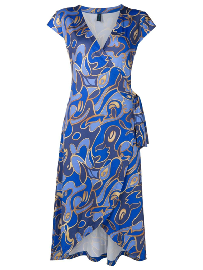 Lygia & Nanny Graphic-print Scoop-neck Dress In Blue