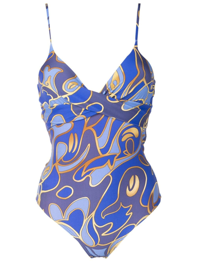 Lygia & Nanny Graphic-print Swimsuit In Blue