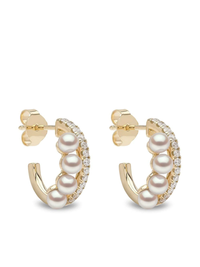 Yoko London 18kt Yellow Gold Eclipse Akoya Pearl And Diamond Hoop Earrings