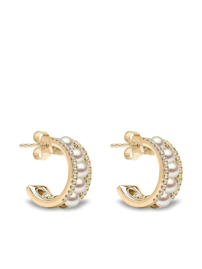 Yoko London 18kt Yellow Gold Eclipse Akoya Pearl And Diamond Hoop Earrings