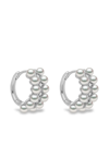 Yoko London 18kt White Gold Eclipse Akoya Pearl And Diamond Hoop Earrings In Silber
