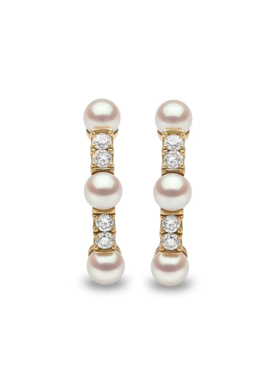 Yoko London 18kt Yellow Gold Eclipse Akoya Pearl And Diamond Hoop Earrings