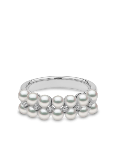 Yoko London 18kt White Gold Eclipse Akoya Pearl And Diamond Ring In Silber