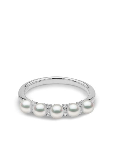Yoko London 18kt White Gold Eclipse Akoya Pearl And Diamond Ring In Silber