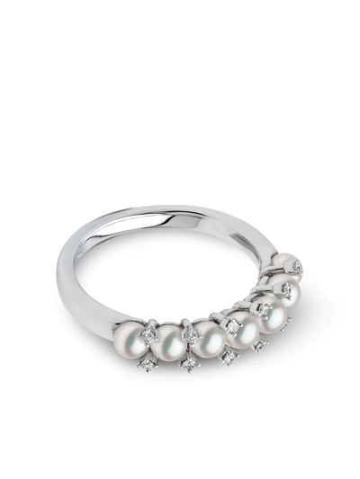 Yoko London 18kt White Gold Eclipse Akoya Pearl And Diamond Ring In Silber