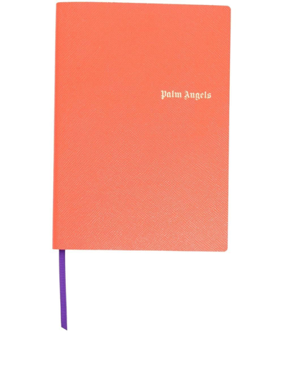 Palm Angels Notizbuch Aus Leder Mit Logo-print In Orange