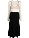A.w.a.k.e. Ribbed-knit Colorblock A-line Maxi Dress In Black
