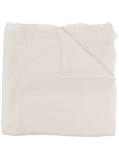 Rick Owens Frayed Cashmere-silk Scarf In Nude