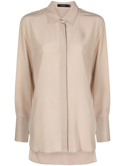 Joseph Bold Relaxed-fit Silk Crepe De Soie Blouse In Cobble Stone