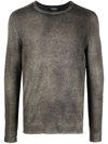 Avant Toi Distressed Lightweight Jumper In Grün