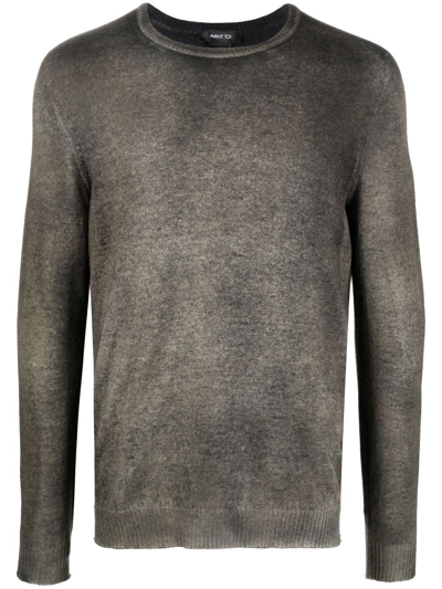 Avant Toi Distressed Lightweight Jumper In Green