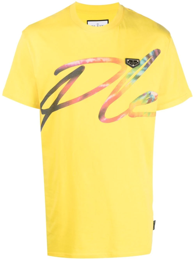 Philipp Plein Ss Signature Cotton T-shirt In Yellow