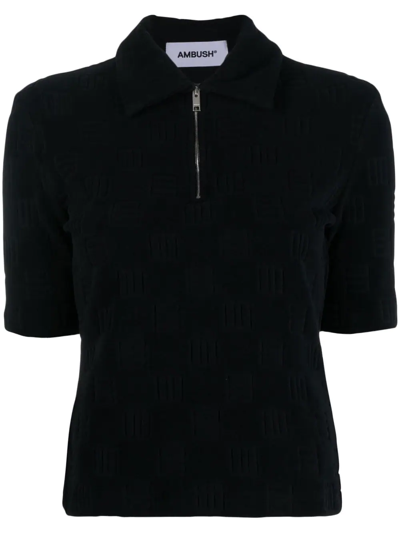 Ambush Monogram Zip-up Polo Top In Schwarz