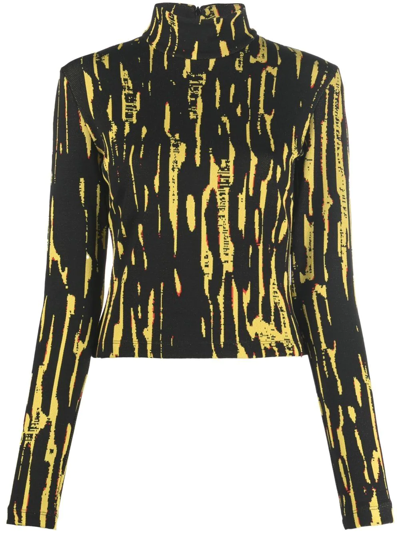 Ambush Abstract Jacquard-knit High-neck Top In Yellow