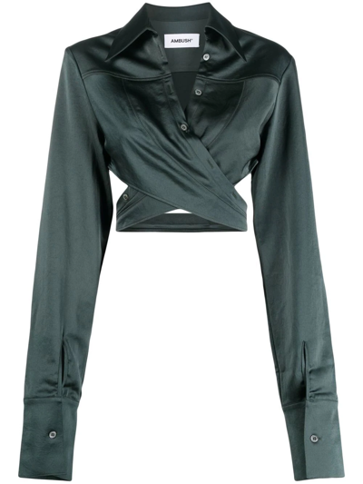 Ambush Cropped Wrap Shirt In 4800 Green Gables No Color