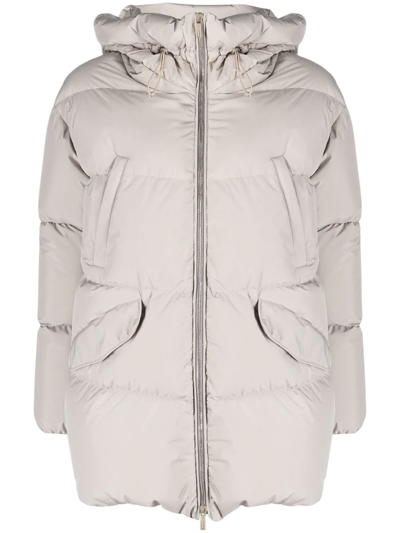 Moorer Tepa Zip-front Padded Coat In Nude