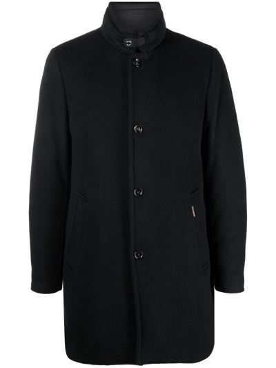 Moorer Feather-down Single-breasted Coat In Blue