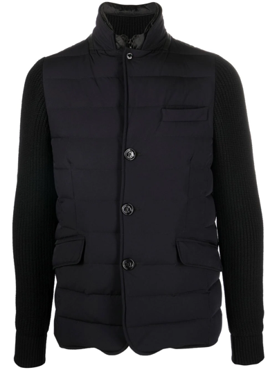 Moorer Button-up Padded Down Jacket In Schwarz