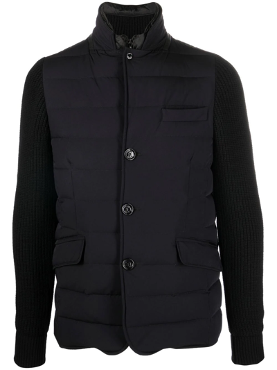 Moorer Button-up Padded Down Jacket In Blau