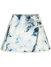 Balmain Blue Bleached Denim Mini Skirt In Blau