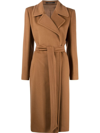 Tagliatore Belted Double-breasted Coat In Brown