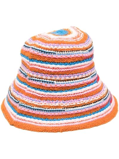 Dsquared2 Striped Knited Hat In Orange